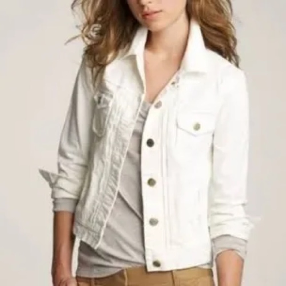 J Crew white denim jacket- size medium! Like new- smoke free home.